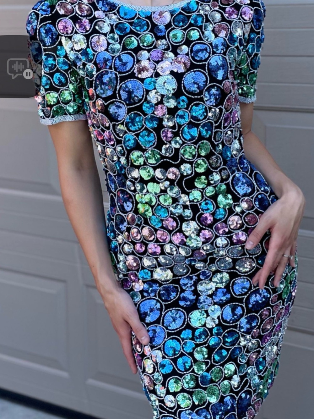Women’s GORGEOUS EUC VINTAGE 100% Silk Prom Multi-Colored Sequined Dress Sz 6